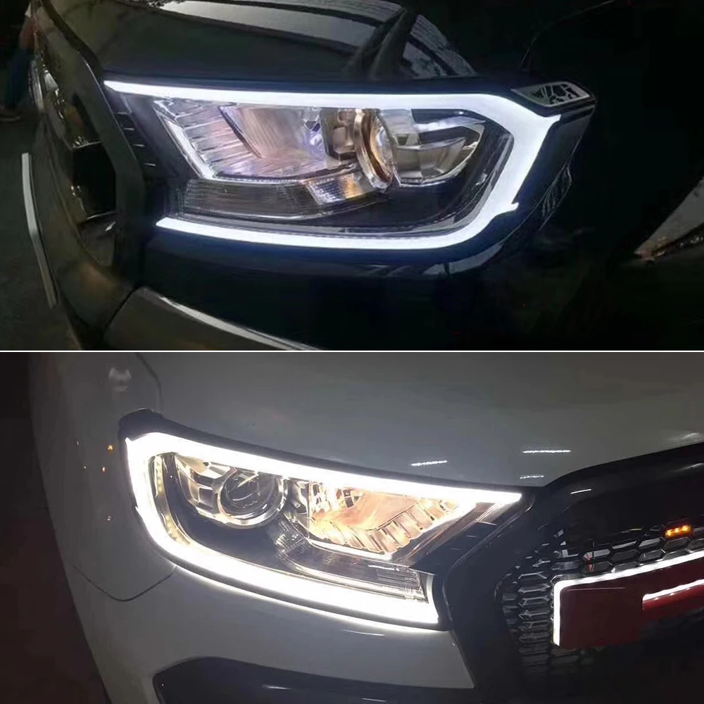 2 шт. DRL для Ford ranger/Everest Светлые Коричневые Автомобильные фары крышка переделки дневного света