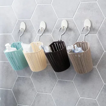 

Hanging Storage Basket Desktop Sundries Stationery Storage Box Case Bathroom Drain Basket With Hook Hanger Small