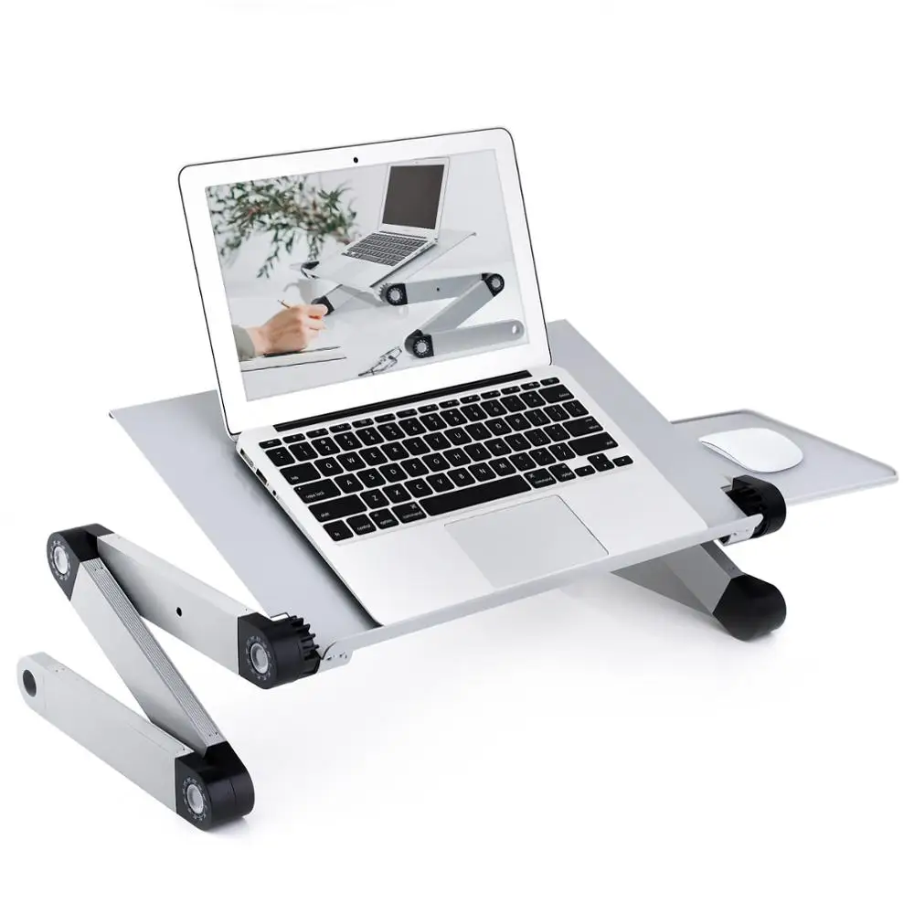 Laptop Desk Office Adjustable Ergonomic Portable TV Bed Aluminum Tray PC Table Stand Notebook Table Desk Stand With Mouse Pad 6