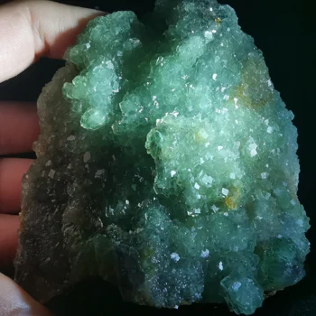 

364g100% rare natural green fluorite shining polyhedron ladder shaped quartz energy stone decorative mineral specimens