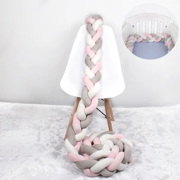 1M/2M/3M /4M Baby Bed Bumper Braid Knot Long Handmade Knotted Weaving Plush Baby Crib Protector Infant Knot Pillow Room Decor 1