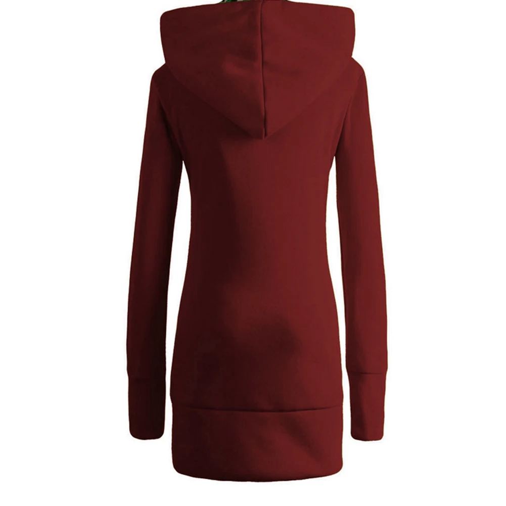 wine red Женская Толстая толстовка на молнии с леопардовым принтом и длинным рукавом, теплая зимняя куртка K2 - Цвет: wine red
