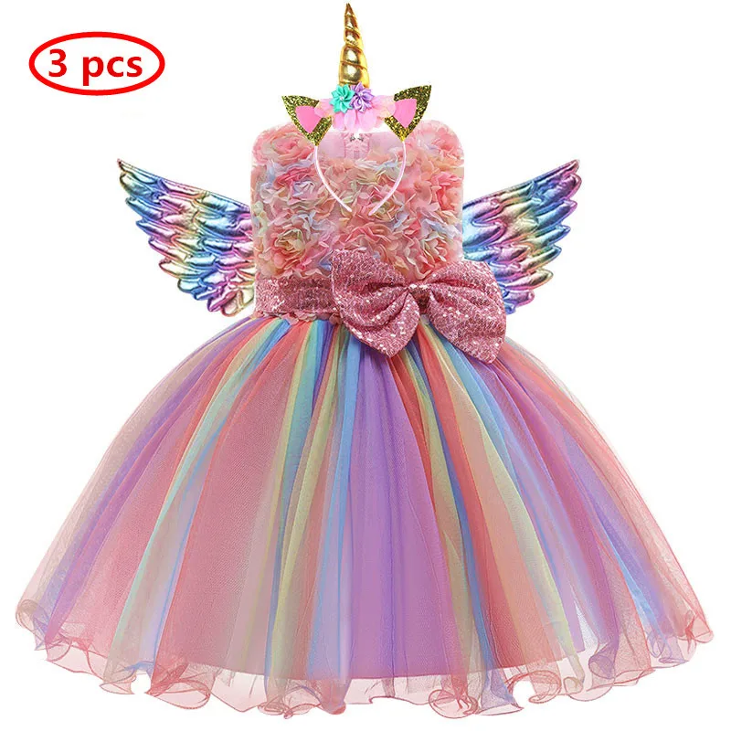 Платье принцессы с вышивкой единорогом для вечеринки свадьбы | Детская одежда и