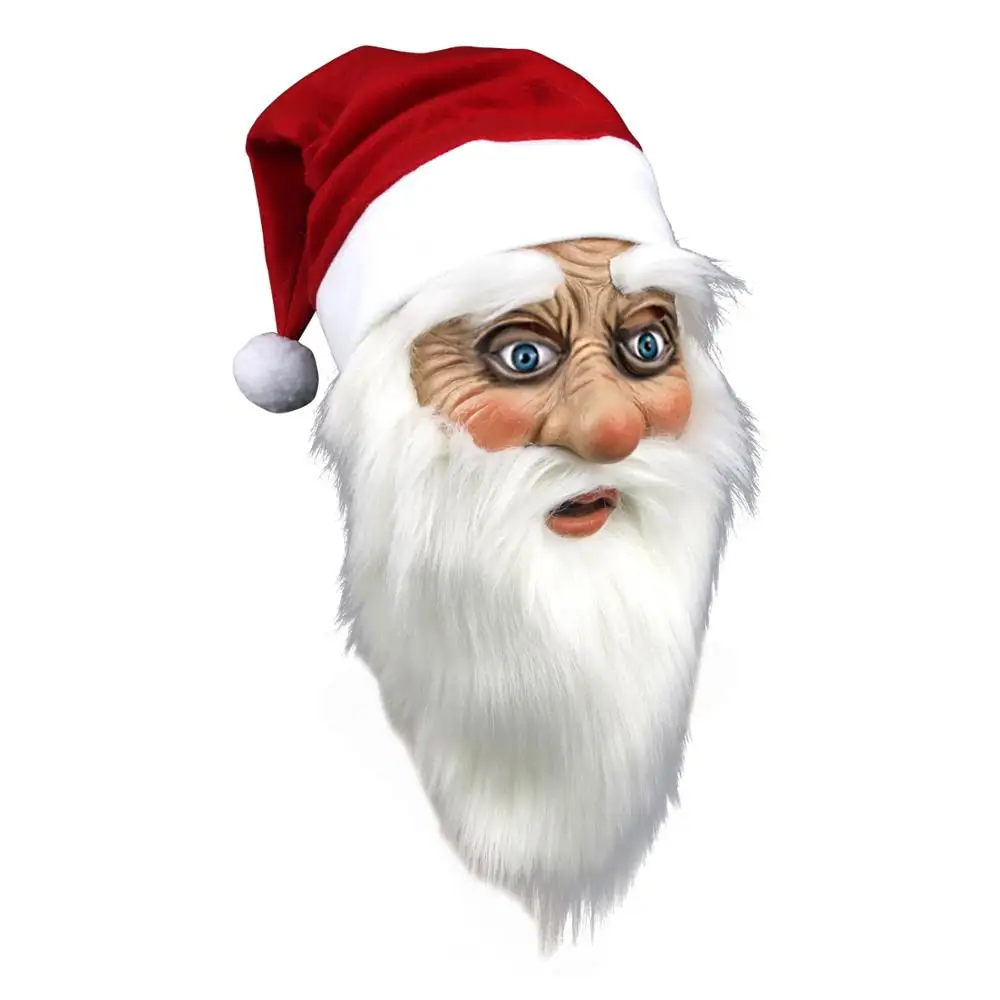 blue Molezu Рождество Санта Клаус Grinch маска Санта костюм шляпа натуральный латекс голубые глаза Веселый Рождественский костюм вор Grinch палантин маска - Цвет: blue