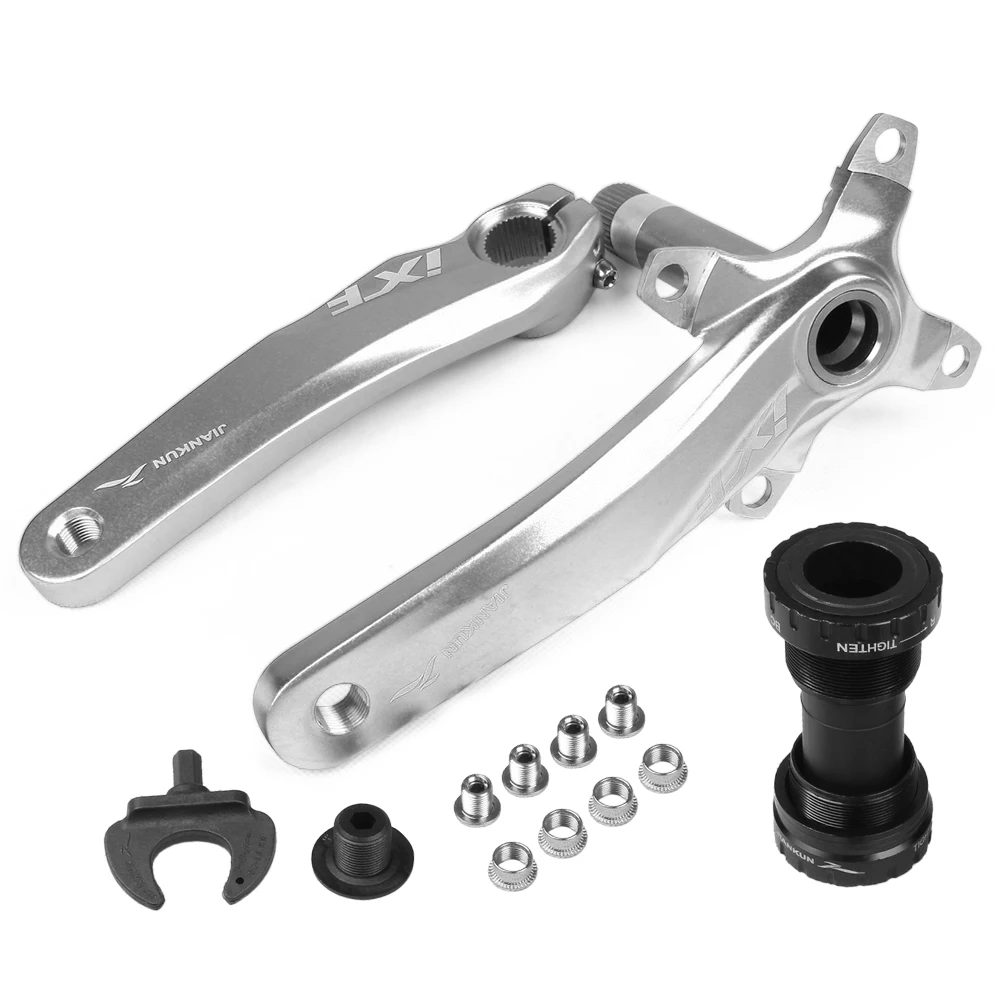 Silver Type2 Велосипедный Кривошип 104 BCD MTB Кривошип горного велосипеда рукоятка с кольцом для цепи болты нижние кронштейны Аксессуары для велосипеда - Цвет: Silver Type2