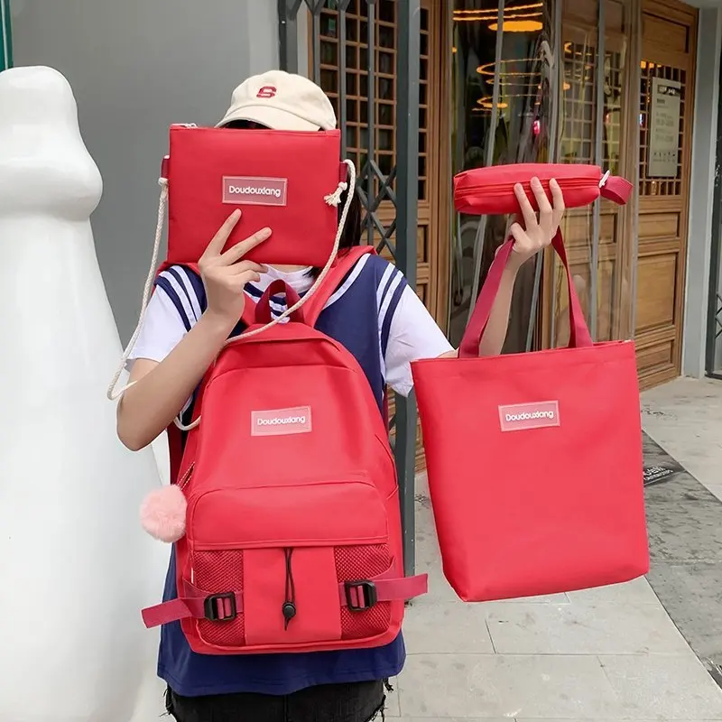 Backpacks Laptop School-Bags Teenage-Girl Mochilas Women New Cute Nylon for 4pcs-Sets