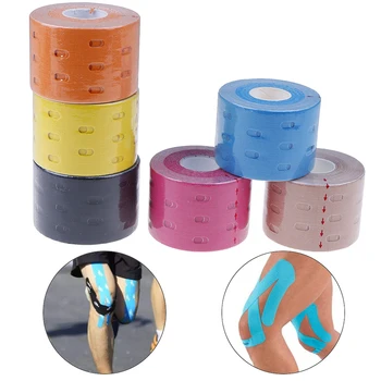 

1Roll aterproof Breathable Cotton Kinesiology Tape Sports Elastic Roll Adhesive Muscle Bandage Pain Care Tape Knee Protector