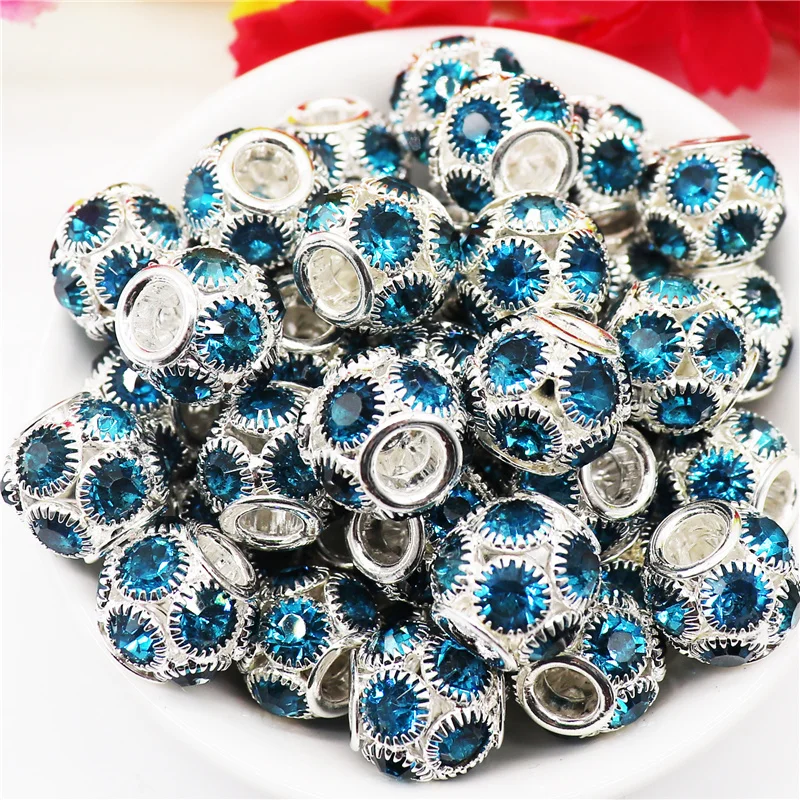 

10Pcs Zirconia Cubic Beads Round Rhinestone Bracelet Spacer Charms Color Crystal Zirconia Stone Ball Beads for Jewelry Making