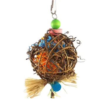 

Parrots Natural Rattan Ball Cage Toy Preening Toy For Bird Parrot African Greys Budgie Cockatiel Large Bird Chewing Toys