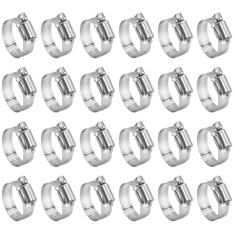 

18mm-31mm Stainless Steel Hose Clamp 24 Piece Miniature Power-Seal 11/20 inch to 1-1/5 inch Metal Worm-Drive Gear Clamps