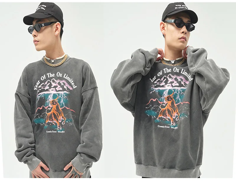 本州のみ送料無料 男性のためのレトロなライトニングゾディアックプリントのセーター 新しいアメリカのラウンドネック ベルベット 厚いカバーカントリータイド レンタル15日間 Other Lancamentos Romaimoveis Com Br