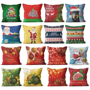 

Christmas Cushion Cover 45*45 Pillowcase Sofa Cushion Pillow Case Throw Cotton Linen Pillow Cover Christmas Decoration For Home