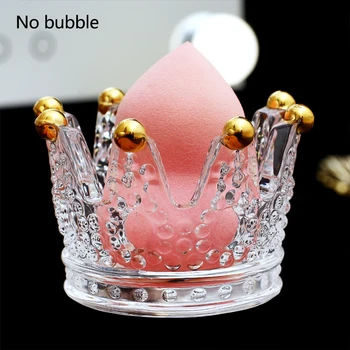 

Dresser Bathroom Storage Ashtray Practical Puff Crown Shape Display Desktop Transparent Makeup Sponge Holders Glass Washable