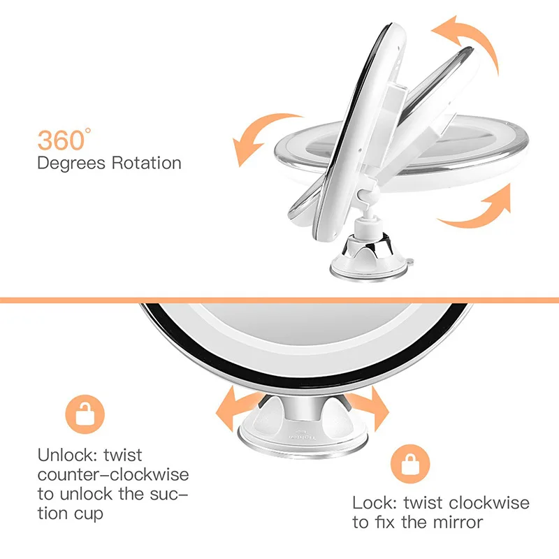 New LED Mirror Vanity Mirror With 3 Modes Lights LED Lighted Makeup Mirror 10X Magnifying Magnification Cosmetic Mirrors espejo2