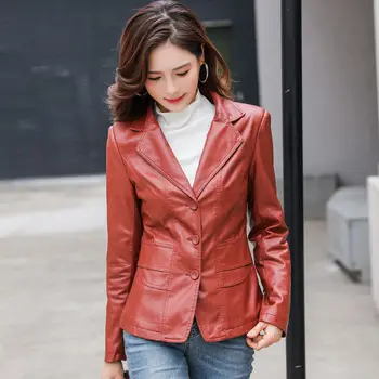 

Women's Plus Size 4XL Leather Jacket Women Coats Suit Collar Leather Clothing Women's 2020 New Spring And Autumn Slim Fashion