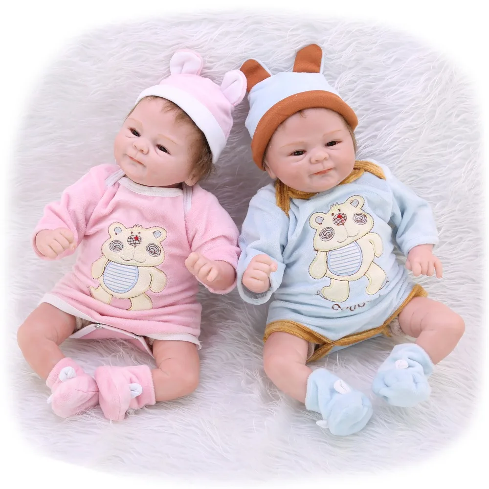 Двойная Кукла Реборн, настоящая улыбка, кукла для мальчиков и девочек, 45 см, 3/4 силиконовая кукла для моделирования, Детский обучающий реквизит, Подарочная игрушка, bebe Reborn