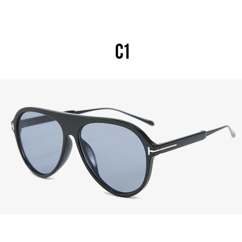 Новые Классические женские круглые солнцезащитные очки Пилот, женские ретро негабаритные солнцезащитные очки, роскошные мужские солнцезащитные очки для вождения, zonnebril dames UV400 - Цвет линз: C1 black blue