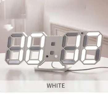 

3D Digital Alarm Clock Wall LED Number Time Clock Led Electronic Clock with Snooze Function practical