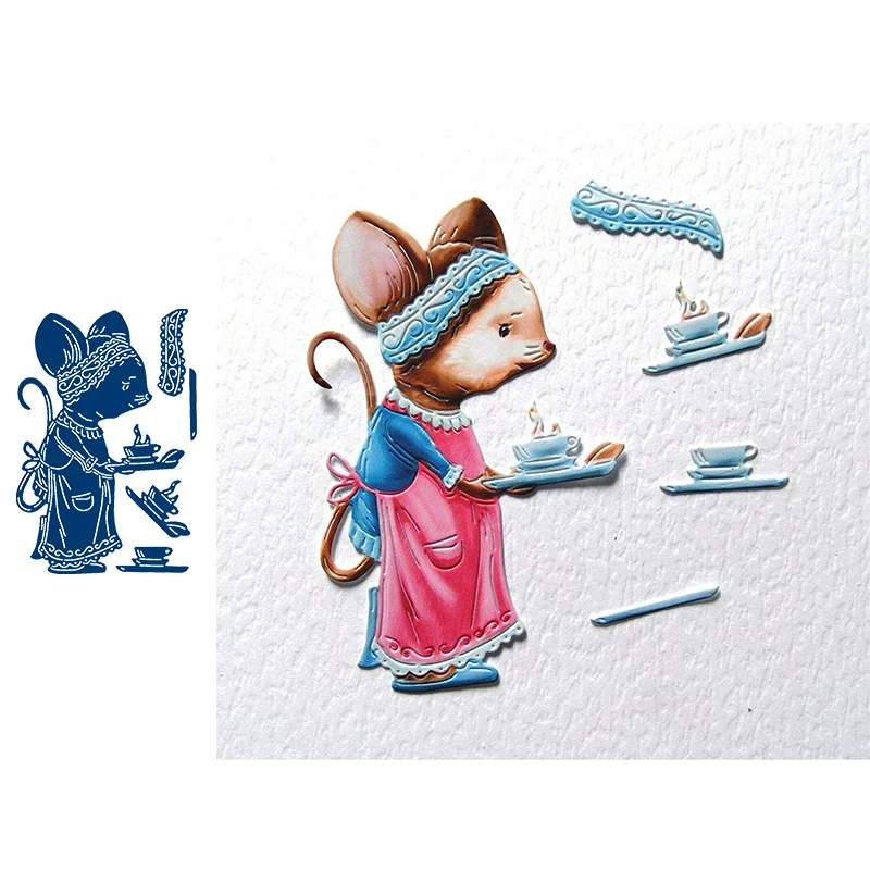 

Tray of Love Mouse Metal Cutting Dies Silver Stencil For Scrapbooking Album Paper Cards Crafts New 2019 Decorative Embossing