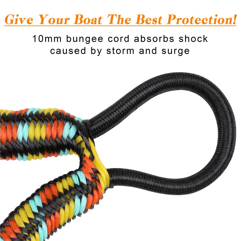 Top Bungee Dock Line Stretchable for Kayak, Jet Ski, Marine with Foam Float Stainless steel clip for boat dock rope 4ft 5ft 6ft