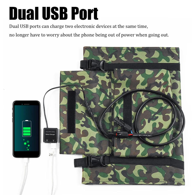Складной Панели солнечные 120 Вт двойной USB Водонепроницаемый солнце Мощность солнечных батарей 18 V/5 V Зарядное устройство Выход устройств Портативный для смартфонов
