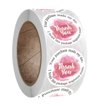 

500pcs Thank You Stickers Pink Flower Sticker Roll Thank You for Your Purchase Sticker For Wedding Envelope Jewelry Box Labels