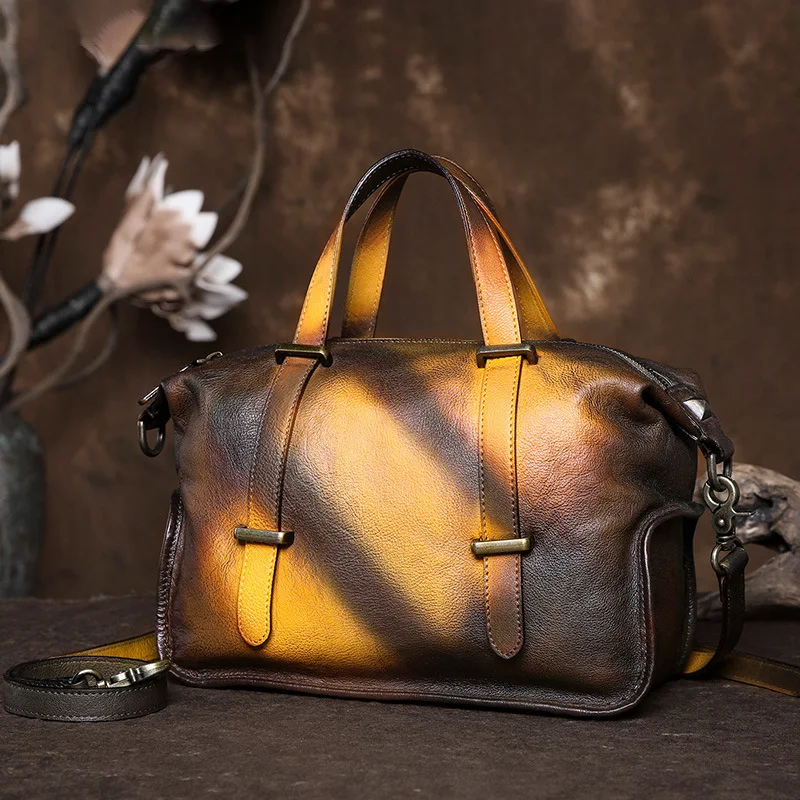 Ladies Genuine Leather Shoulder Bag Large Capacity Vintage Women's Handbags Luxury Hobos Design Women Business Trip Big Tote Bag