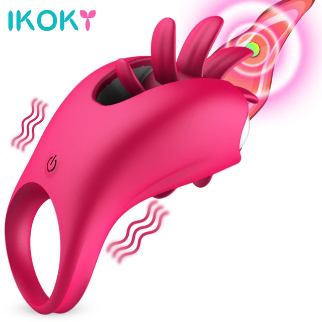 IKOKY Tongue Licking Vagina Clitoris Stimulate Rotation Oral Vibrator Ring G spot Massage
