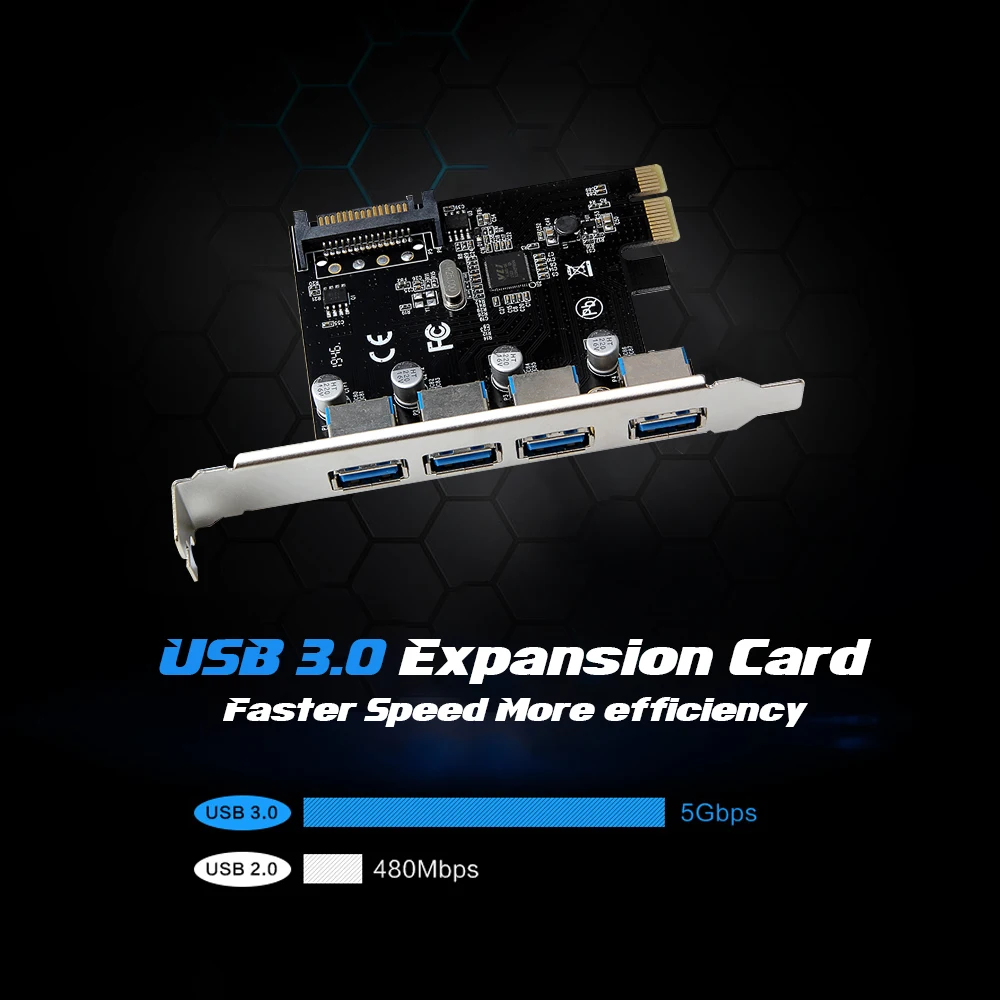 Компьютерная шина PCI E 4 USB3.0 Порты карты расширения Express карта адаптера с жесткими