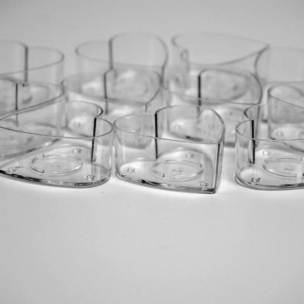 15 pcs Clear Plastic Tealight  Candle Cups/ Love Heart Candle Mold Wax Containers for wedding
