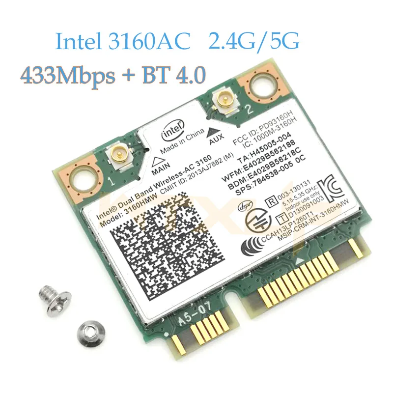 Mini PCI-e для Intel 3160 3160HMW Wi-Fi беспроводная стандартная Двухдиапазонная 2 4 ГГц 5 802.11ac