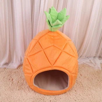 

Pet Nest Kennel Cat Litter Teddy Dog Pineapple Cotton Bed Warm Pet Supplies Foldable Dog House