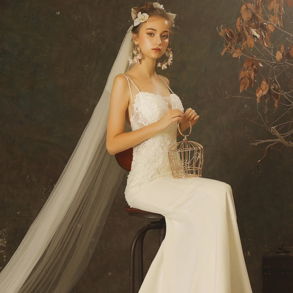 Атлас на заказ свадебные платья русалки Vestido De Novia Sirena на бретельках на шнуровке с аппликацией бисером трубы невесты платья