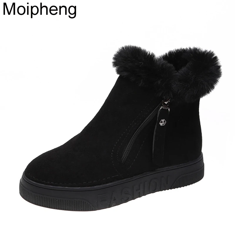 Moipheng/женские замшевые ботинки; botas mujer invierno; зимние ботинки, увеличивающие рост; ботинки на высоком каблуке; женские ботинки без застежки