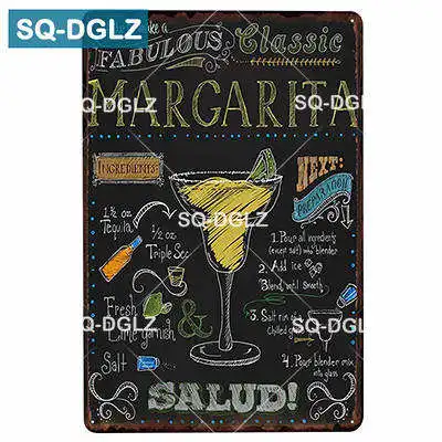 [SQ-DGLZ] Коктейльная металлическая табличка, Настенный декор, жестяная вывеска, Клубные Металлические Ремесла, Декор, живопись, плащи, искусство, винтажные наклейки, домашний декор - Цвет: 1799