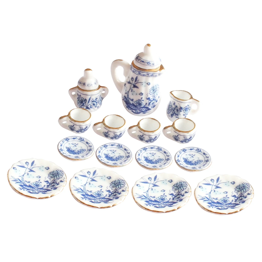 1/12 Dolls House Miniatures Deluxe 8/15/40/46/50pcs China Ceramic Coffee Tea Set