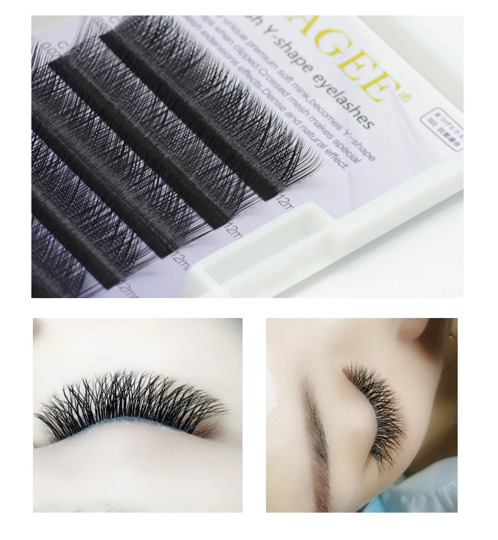 LAGEE 10 case Y shape lashes yy mink volume eyelash extension easy fan false eyelashes weave soft natural crisscross