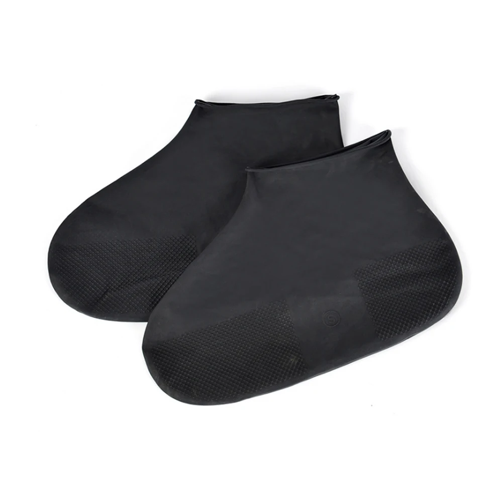 1 пара многоразовых латексных водонепроницаемых резиновых сапог для дождливой обуви, Нескользящие резиновые сапоги, черные/синие/розовые защитные аксессуары для обуви - Цвет: Черный