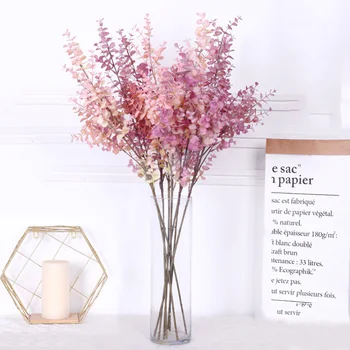 

80cm Artificial Eucalyptus Leaves Fake Tropical Plants Real Touch Wedding Flower False Plastic Tree Branch Home Party Decoration