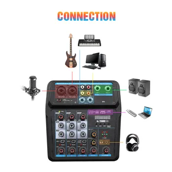 

Portable Mini 4/6 Channels Sound Musical Mixing Console Mixer USB Audio DJ Console with Sound Card for Live Recording Singing