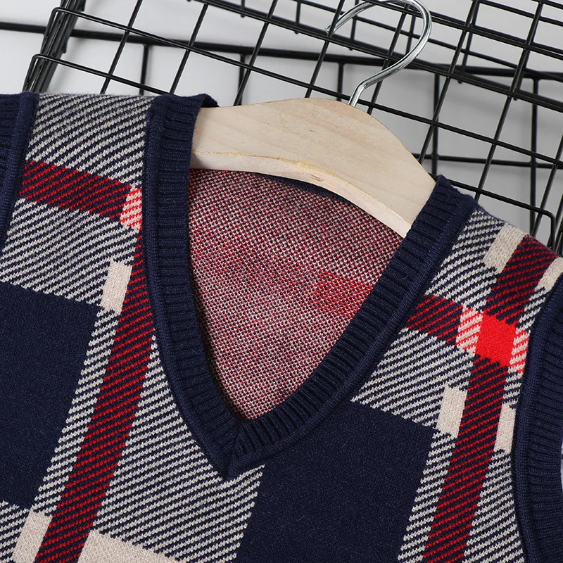 

Boys' Sweater Vest 2019 Autumn New Style Children Core-Spun Yarn Knitted Vest Male Baby Children Vest Fashion