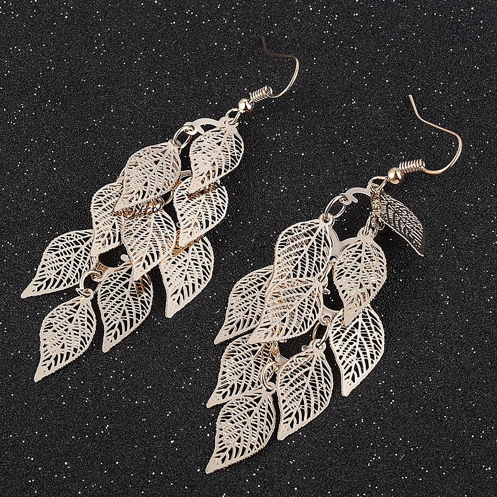 Seven-color small nine leaf accessories Leaves Earring Bohemian Jewelry Dangle Drop Earrings Cute decoration Women Gift