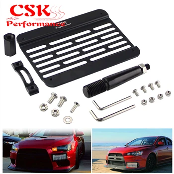 

Bumper Tow Hook License Plate Mounting Bracket Holder Fits For Lancer Evo EX 08-11 Black