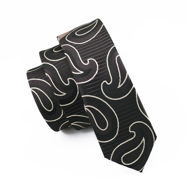 Hi-Tie коричневый 6 см ширина тонкий галстук для мужчин шелк 14 видов стилей Пейсли тонкий узкий мужской галстук шоколадный Свадебный галстук - Цвет: E-223