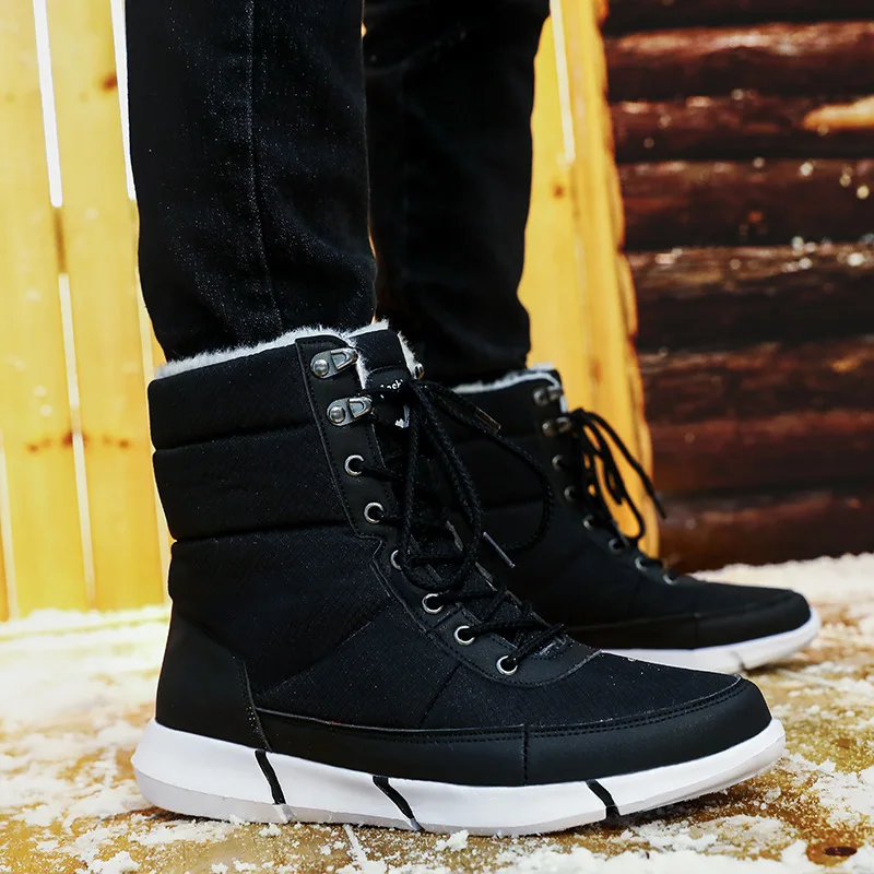 

Men Boots Men Winter Shoes Plus Size Lace-up Warm Ankle Botas Hombre Winter Boots Shoes Men Plush Winter Mens Flat Sneakers