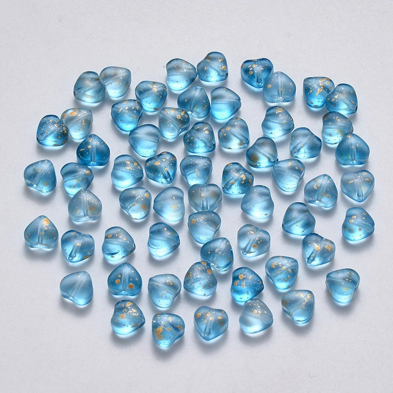 100Pcs Transparent Spray Painted Glass Beads Mixed Style Heart Shape Spacer Bead for DIY Bracelet Jewelry Making Bulk 6x6x4mm