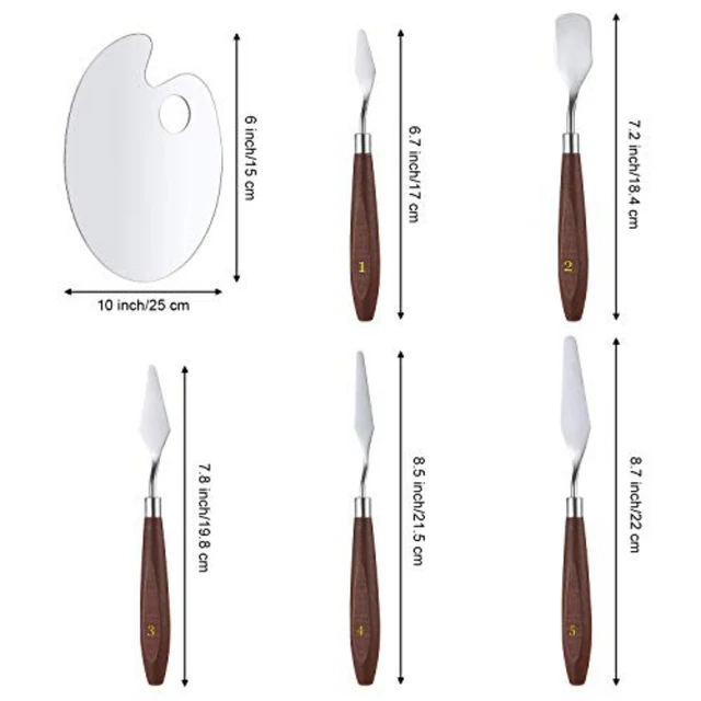 5pcs Stainless Steel Spatula Kit And 2pcs Acrylic Oval Transparent Palette Oil Painting Palette Knife Arts Painting Tool Set - Image 6