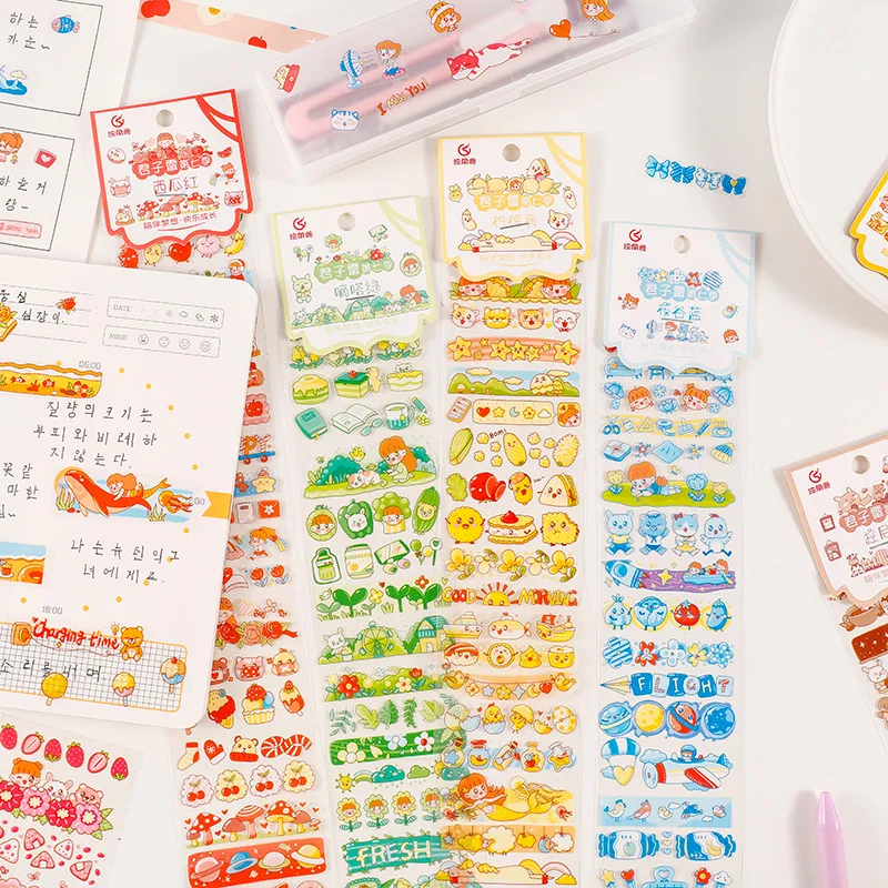 kawaii Cartoon girl animal Fruits Decorative Stationery PVC Stickers Scrapbooking DIY Diary Album Stick Lable