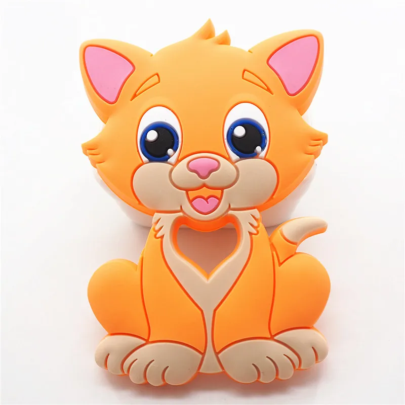 Chenkai 50 шт Силиконовый грызунок с котом DIY Детская, жевательная Подвеска для кормления сенсорного котенка, Прорезыватель зубов, пустышка, ювелирная игрушка Gfit - Цвет: Orange