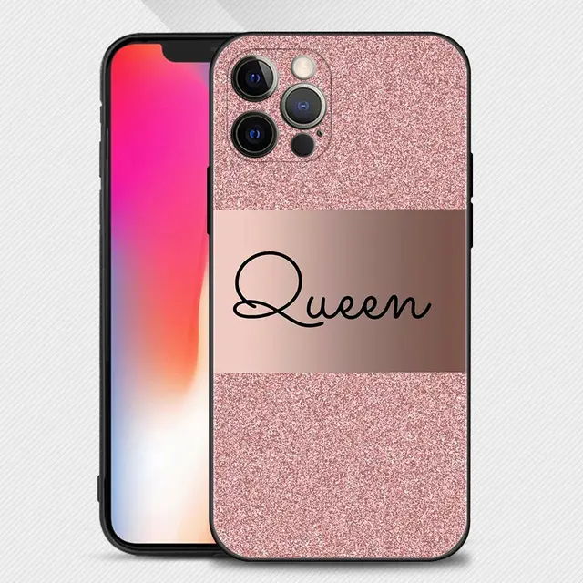 Rose Gold Pink Princess Queen Phone Case For iPhone 13 12 11 Pro Max XS Max XR X 7 8 Plus 12 Mini 6S 5S SE 2020 Silicone Cover B10